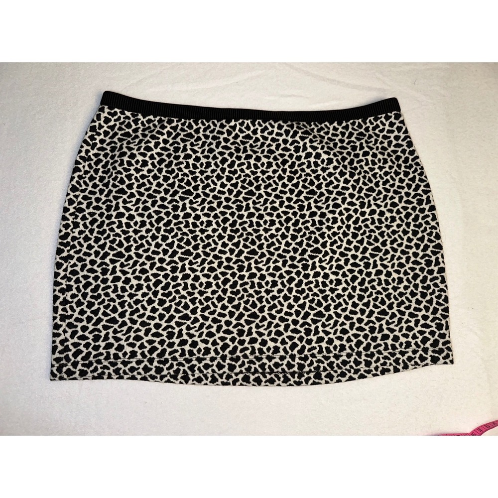 Express Animal Print Mini Skirt Black White Knit Bodycon Ribbed Waist Size M